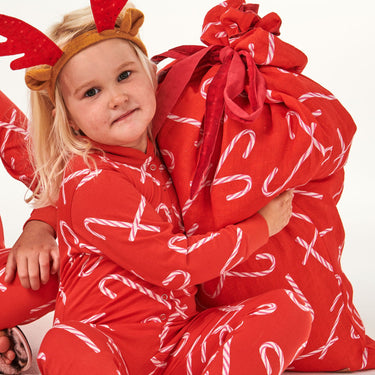 Candy Cane Red Linen Santa Sack